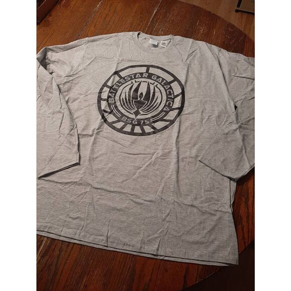New 2XL Battlestar Galactica BSG75 Heather Grey Black Long Sleeve Tee T-Shirt - Picture 1 of 4